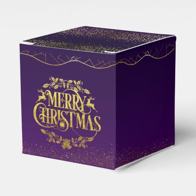 elegant purple and golden Christmas Favor Boxes (Front Side)