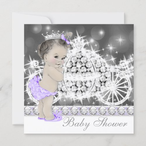 Elegant Purple and Gray Princess Baby Shower Invitation