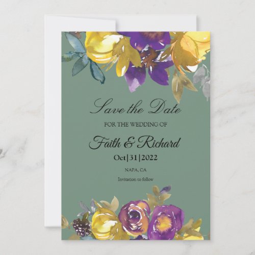 Elegant Purple and Green Fall Save the Date