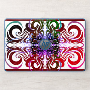 Elegant purple and green pattern HP laptop skin
