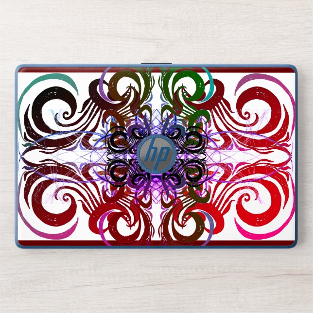 Elegant purple and green pattern HP laptop skin (Front)