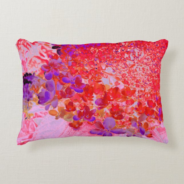 Elegant Purple and Orange Limelight Hydrangea Accent Pillow (Front)