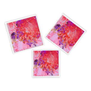 Elegant Purple and Orange Limelight Hydrangea Acrylic Tray