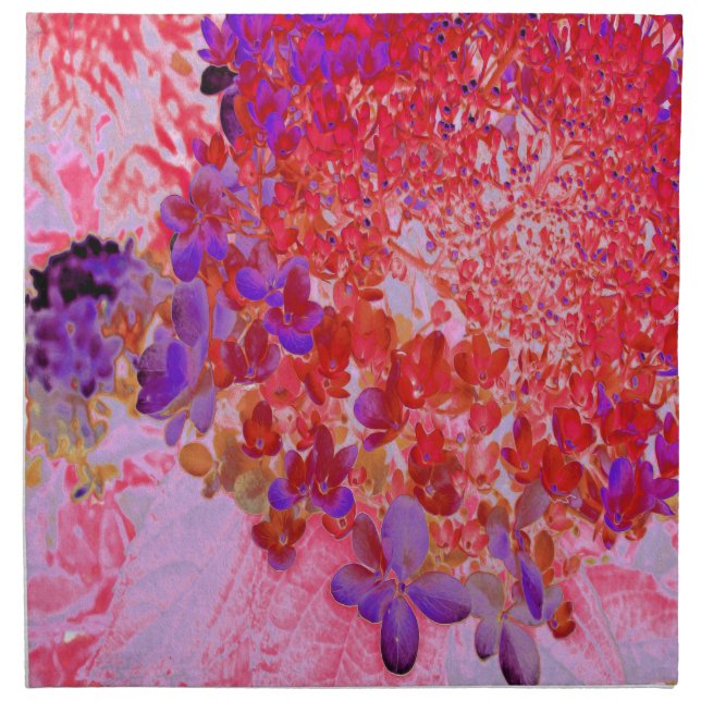 Elegant Purple and Orange Limelight Hydrangea Cloth Napkin (Front)