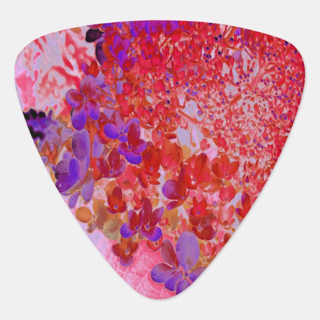 Elegant Purple and Orange Limelight Hydrangea Guitar Pick (Front)