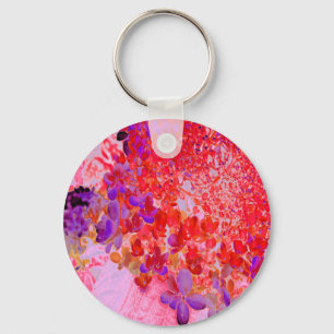 Elegant Purple and Orange Limelight Hydrangea Keychain