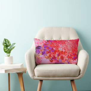 Elegant Purple and Orange Limelight Hydrangea Lumbar Pillow
