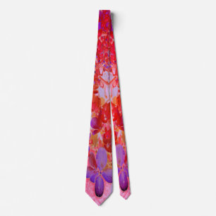 Elegant Purple and Orange Limelight Hydrangea Neck Tie