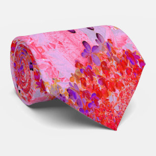 Elegant Purple and Orange Limelight Hydrangea Neck Tie