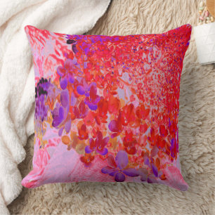 Elegant Purple and Orange Limelight Hydrangea Throw Pillow