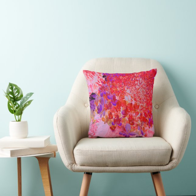 Elegant Purple and Orange Limelight Hydrangea Throw Pillow (Chair)