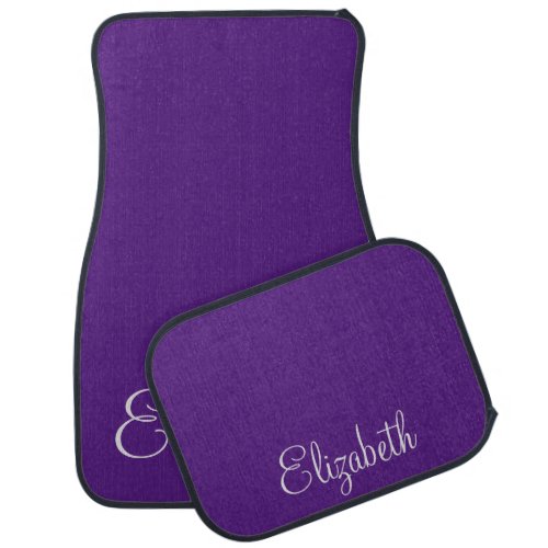 Elegant Purple and Pale Gray Name Script Template Car Floor Mat