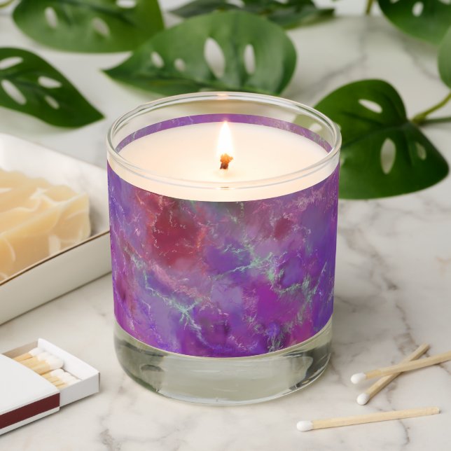 Elegant Purple and Pink Marble Design  Scented Candle (Lit)