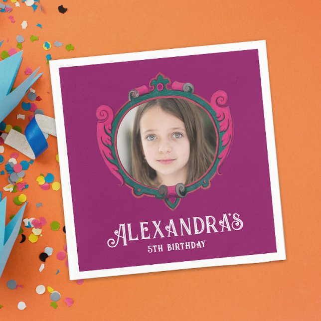 Elegant Purple And Pink Princess Royal Crest Photo Napkins (Creator Uploaded)