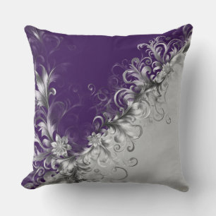 Elegant Purple and Silver Accents Throw Pillow