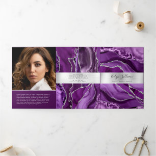 Elegant Purple and Silver Agate Trifold Brochure