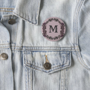 Elegant Purple and Silver Framed Monogram Button