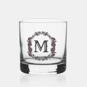 Elegant Purple and Silver Framed Monogram Whiskey Glass