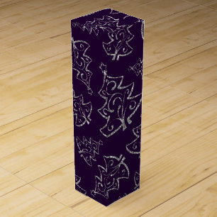 Elegant Purple and Silver Glitter Christmas Tree Wine Box