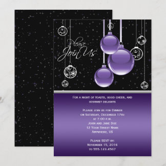 Elegant Purple and Silver on Black Party Invitation