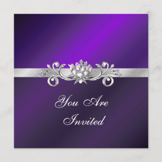 Elegant Purple and Silver Party Invitations
