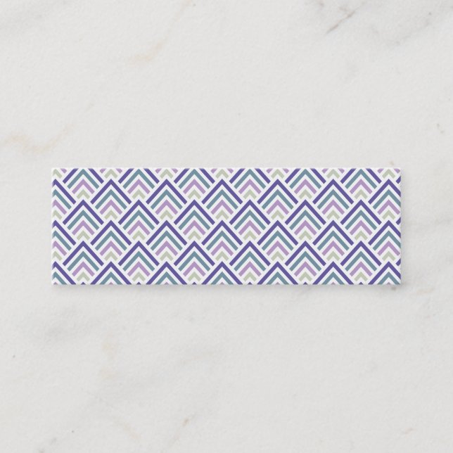 Elegant Purple and Teal Geometric ZigZag Chevron Mini Business Card (Front)