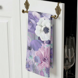 Elegant Purple And Violet Wildflowers And Sky Kitchen Towel