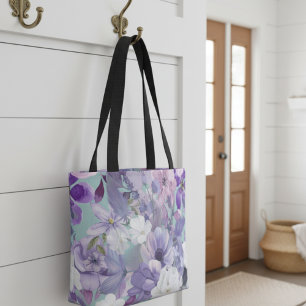 Elegant Purple And Violet Wildflowers And Sky Tote Bag