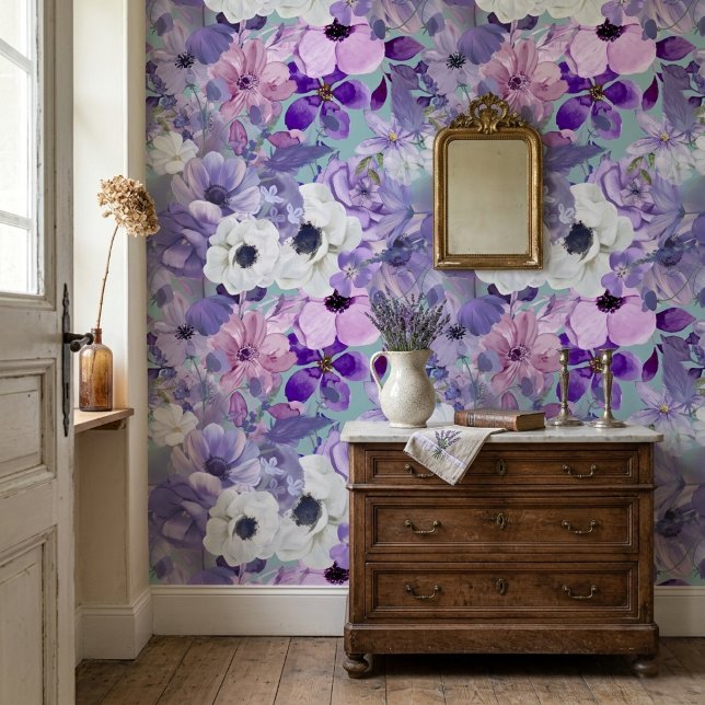 Elegant Purple And Violet Wildflowers Pattern Wallpaper (Creator Uploaded)