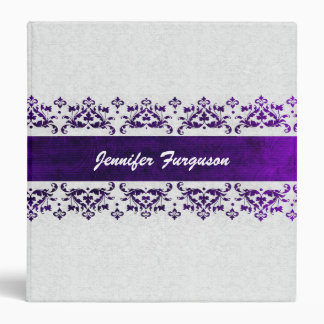 Elegant Purple and White Damask Custom Binder