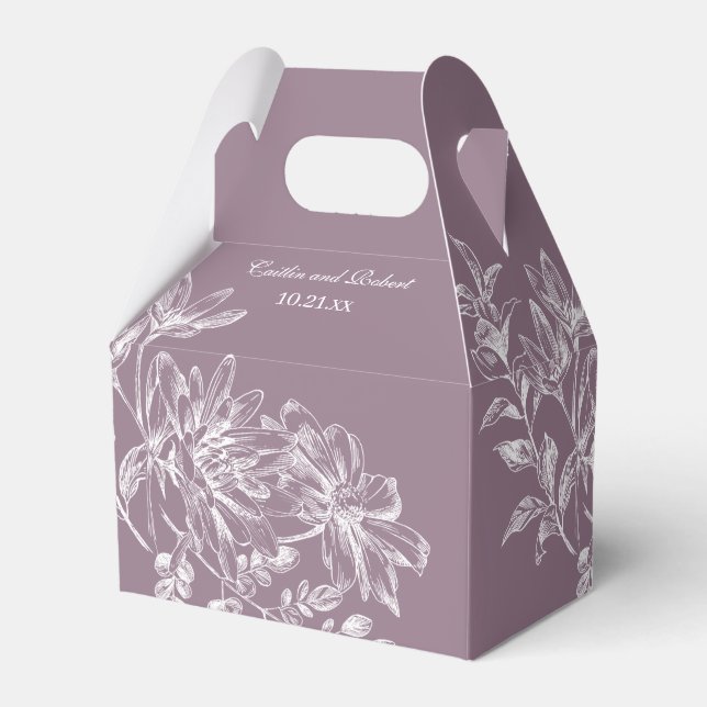 Elegant Purple and White Floral Favor Box (Front Side)