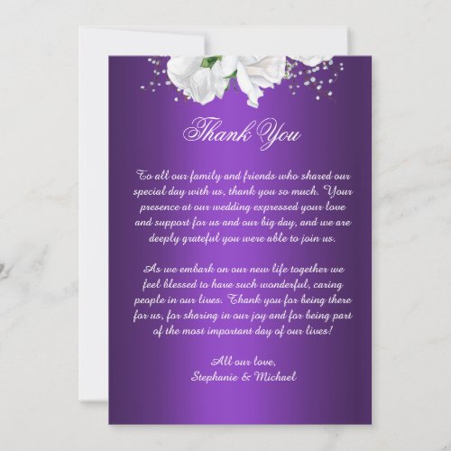 Elegant Purple and White Floral Wedding Thank You