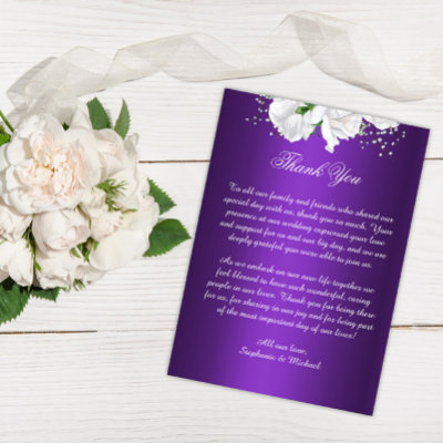Elegant Purple and White Floral Wedding Thank You