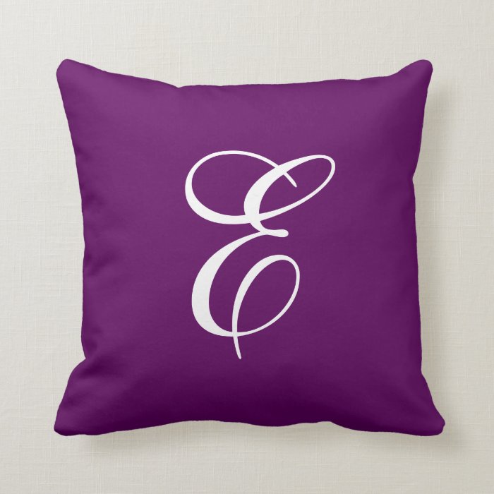 Elegant Purple and White Monogram Throw Pillow Zazzle