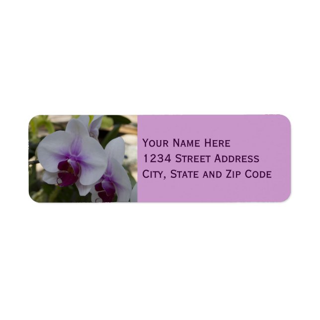 Elegant Purple and White Orchid Photo Label (Front)