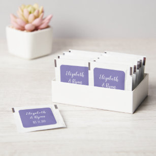 Elegant Purple and White Typography Wedding Hand Sanitizer Packet