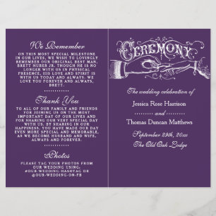 Elegant Purple And White Wedding Ceremony Programs