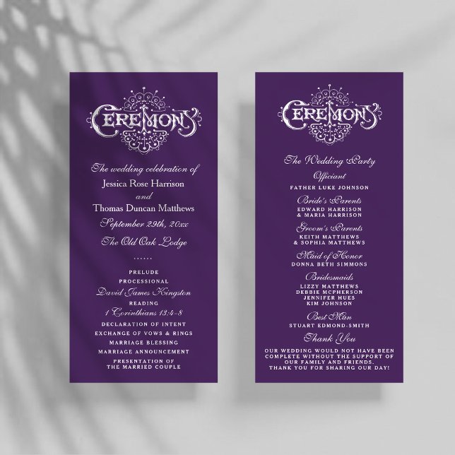 Elegant Purple And White Wedding Ceremony Programs (Creator Uploaded)