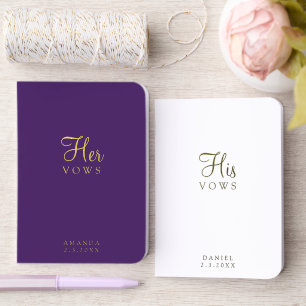 Elegant Purple and White Wedding Couples Foil Vow Books