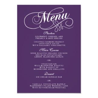 Elegant Purple And White Wedding Menu Templates Card