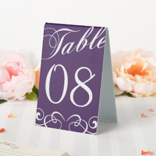 Elegant Purple And White Wedding Table Number Tent