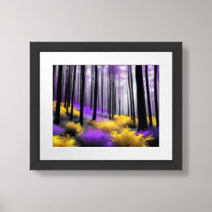 Elegant Purple and Yellow Enchanted Warm Forest Framed Art
