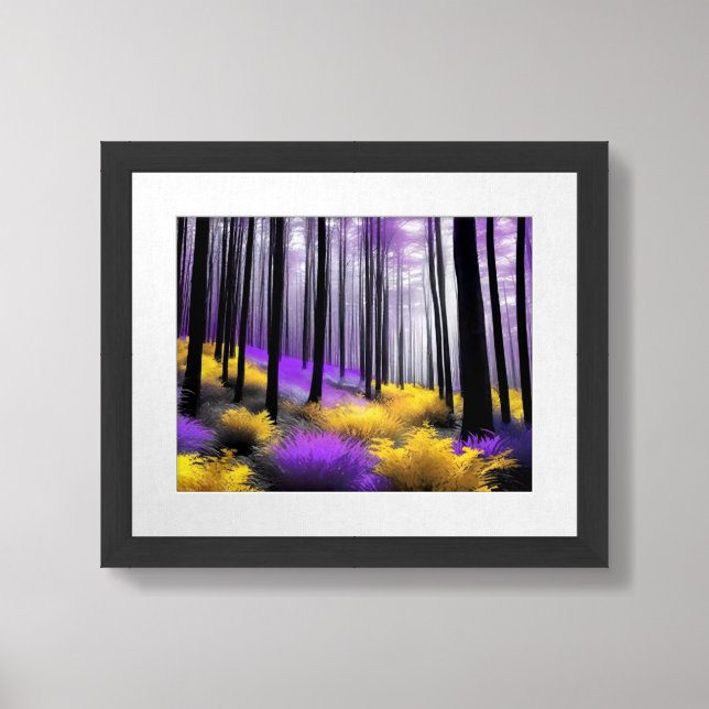 Elegant Purple and Yellow Enchanted Warm Forest Framed Art (Framed Front)