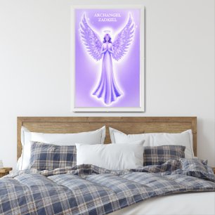 Elegant Purple Angel With Halo   White Framed Art