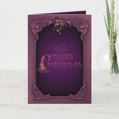 Elegant Purple  Aqua Christmas Card