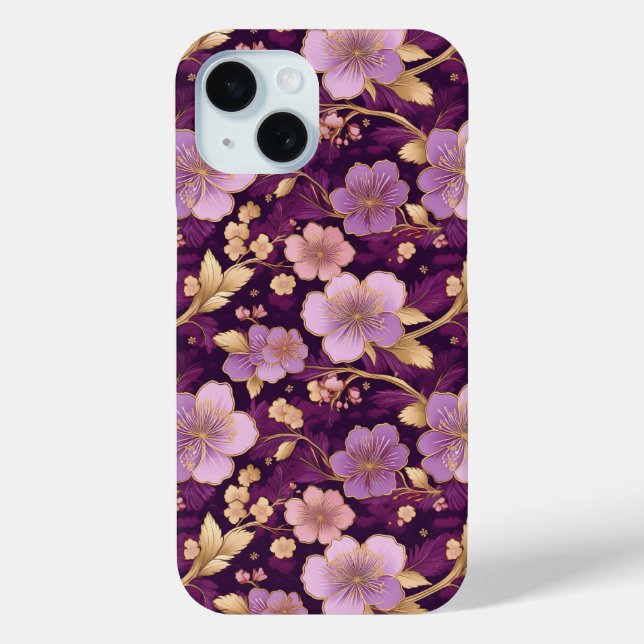 Elegant Purple Asian Floral  Case-Mate iPhone Case (Back)