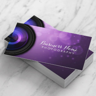 Elegant Purple Background Modern Photography Business Card