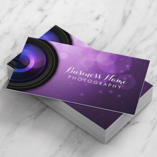 Customizable Elegant Purple Background Modern Photography Business Card