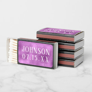 Elegant purple background Wedding Day Matchboxes