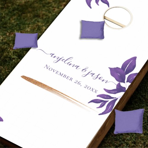 Elegant Purple Backyard Wedding Reception  Cornhole Set